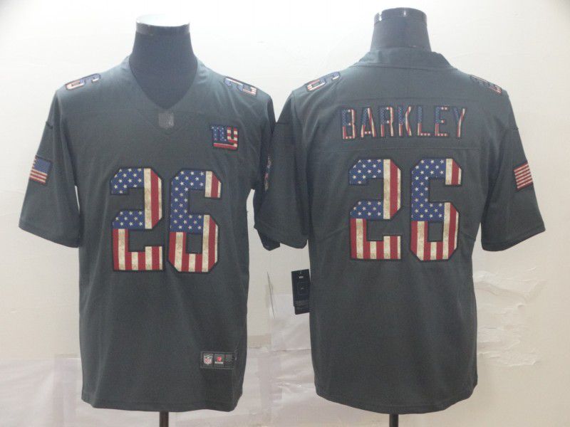 Men New York Giants #26 Barkley Carbon Black Retro USA flag Nike NFL Jerseys